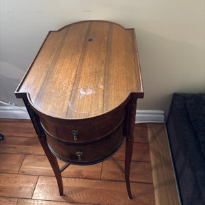Antique Solid Wood 2 Drawer Side Table/Night Stand - N311