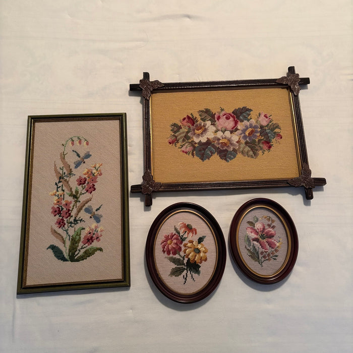 Vintage Petite Point/Cross-stitch Artwork Grouping - M320