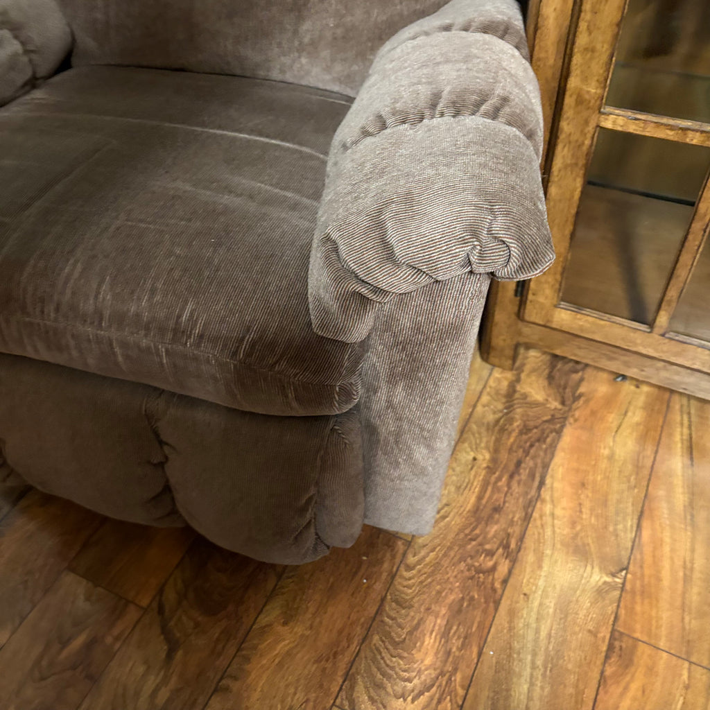 F188 Rocker recliner in beige corduroy fabric (in excellent condition except for a small tear in the corner)