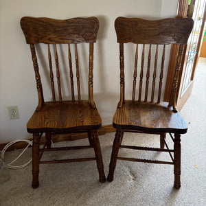2 Solid Wood Vintage Dining Chairs - V245