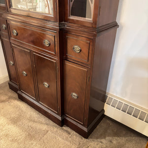 SOLID WOOD VINTAGE CHINA CABINET WITH HIDDEN SECRETARY DESK (CONTENTS NOT INCLUDED) - P136