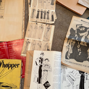 VINTAGE FASHION DESIGN GROUPING (YAEGERS FURS SCRAPBOOKS AND MORE) - P322