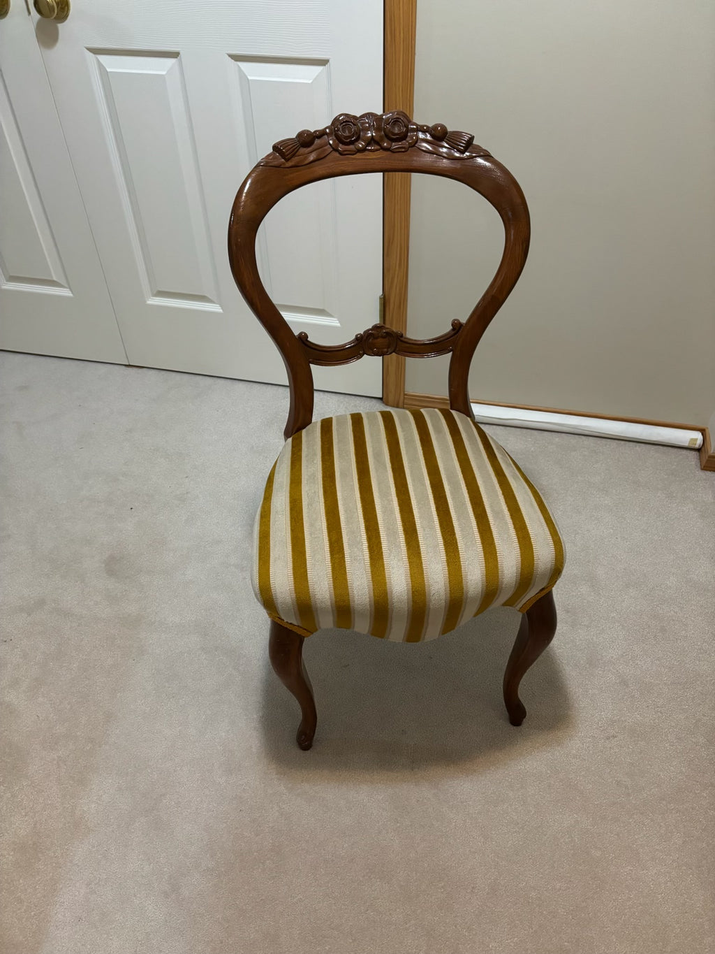 Y203 Antique balloon back chair with striped seat