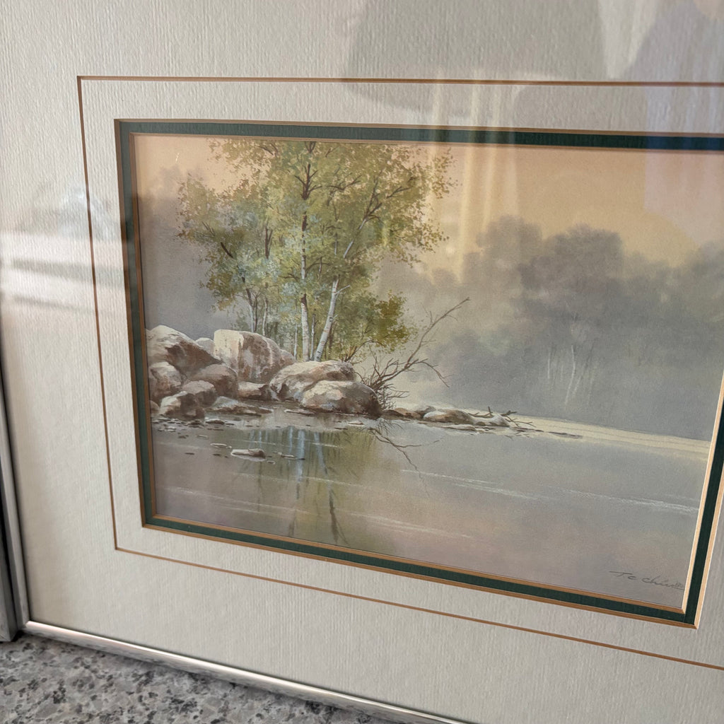E896 Set of 2 13” x 11” Framed watercolours