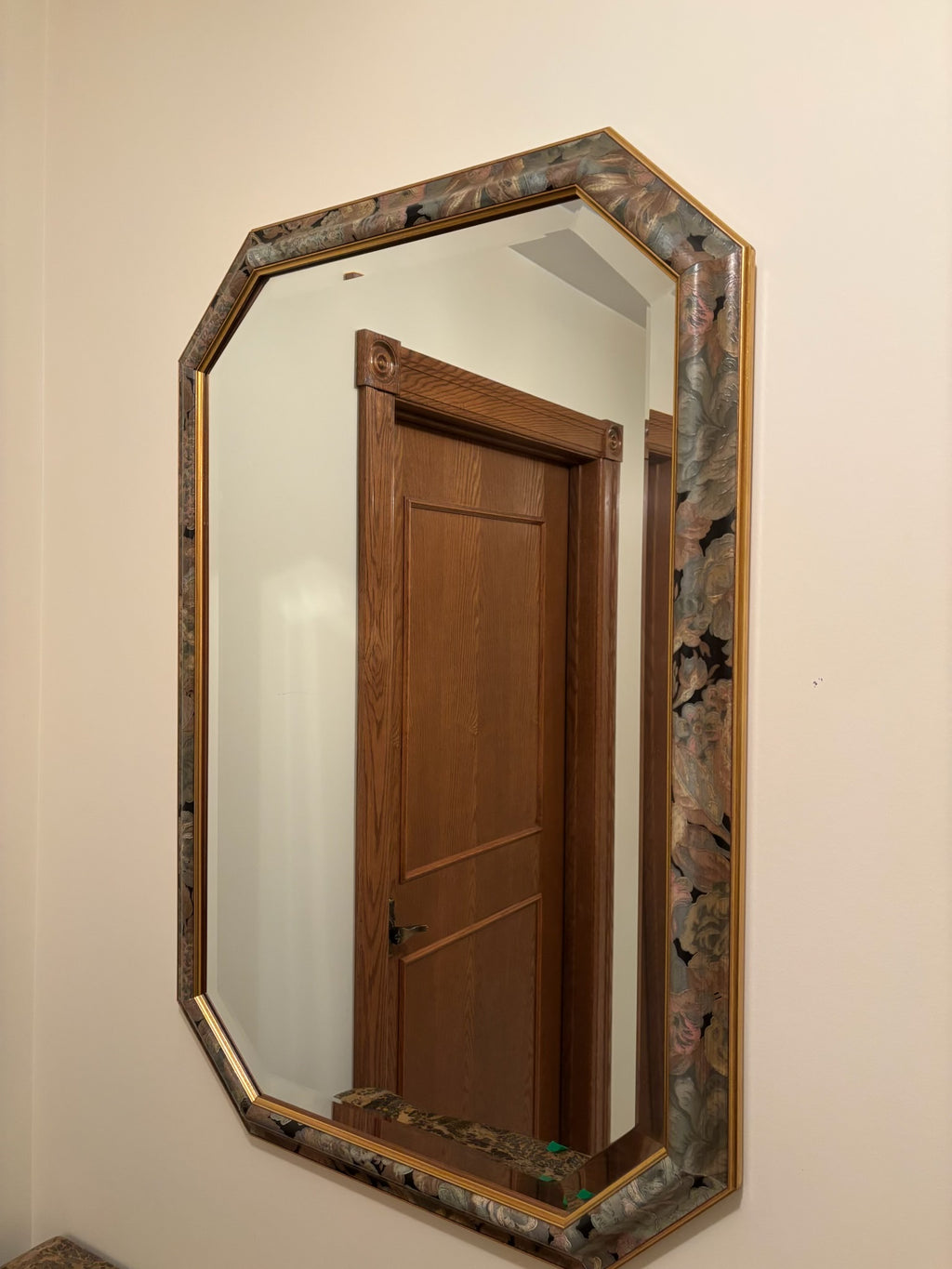 F208C 24.75” x 37” vintage wall mirror with floral frame