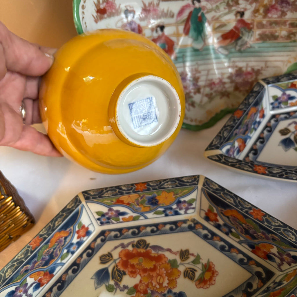 E138 Vintage Asian themed porcelain and more grouping