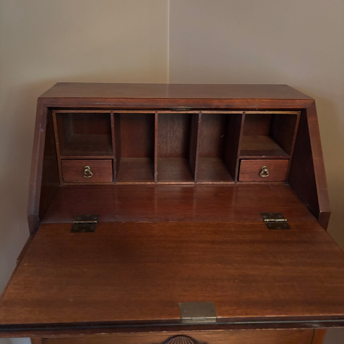 E115 Antique solid wood secretary desk (36" x 20" x 13")