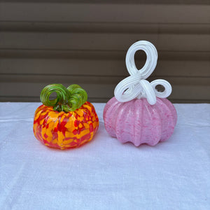 2 Blown Glass Pumpkins - R413