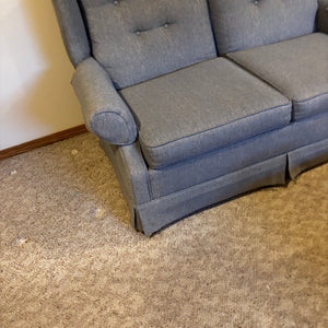 Vintage Loveseat with Blue/Grey Fabric - Z148