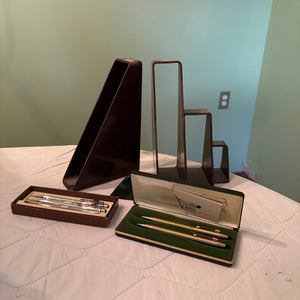 W826 Vintage Grouping (Heavy cast iron book ends and more)