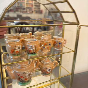MINI TEA SET WITH 12" TALL DOMED GLASS DISPLAY CABINET - P106