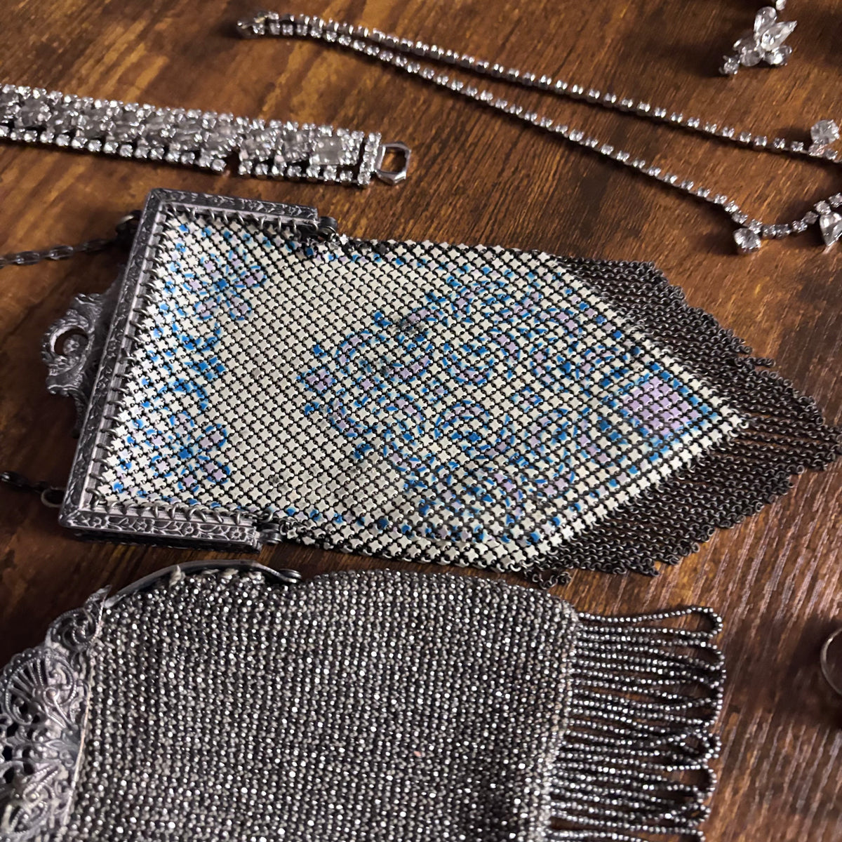 K403 Vintage fashion jewelry and silver purses
