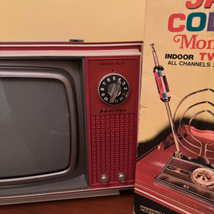 Red Vintage TV and Rabbit Ears (not working) - R311