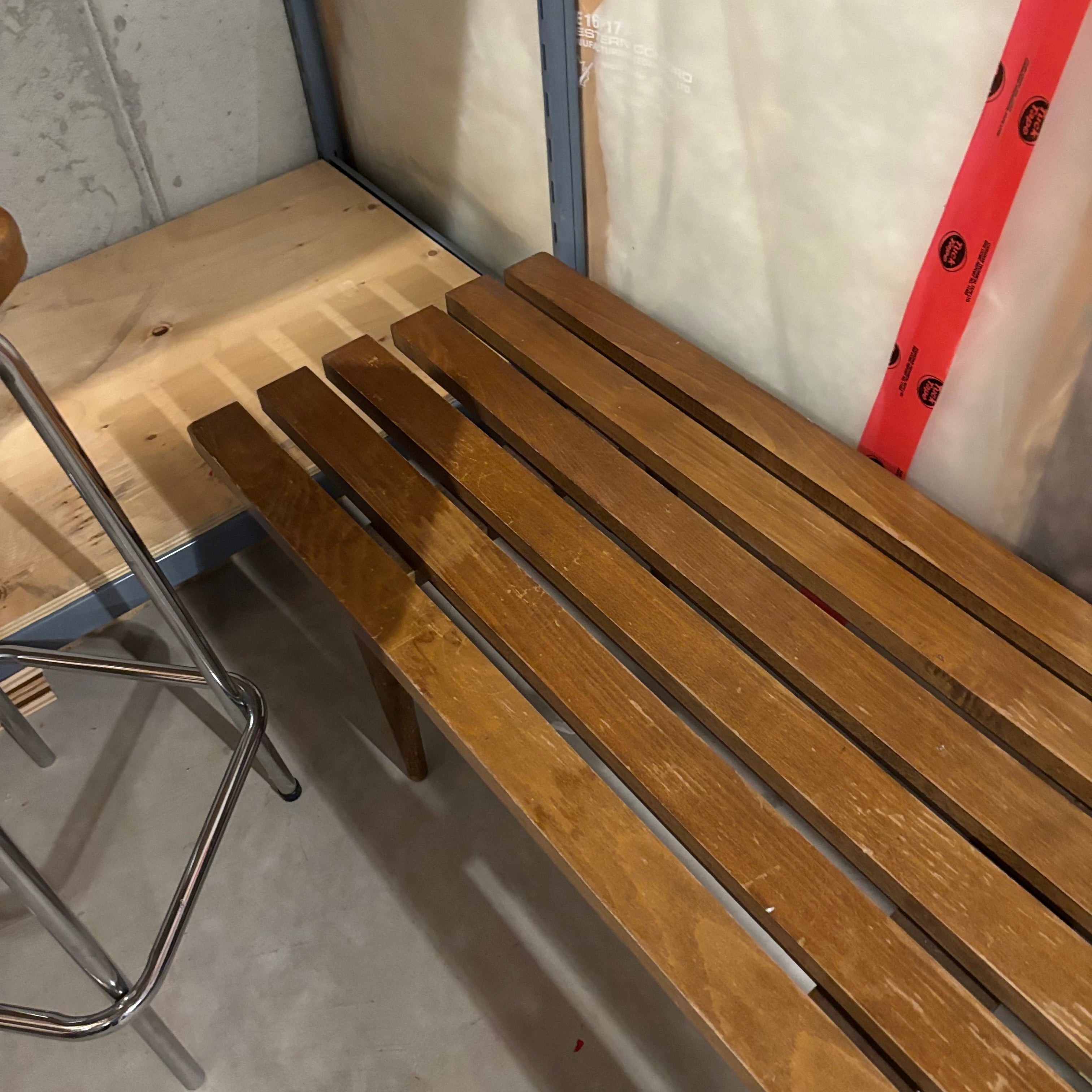 E862 Solid Wood MCM Coffee table and Vintage chrome stool