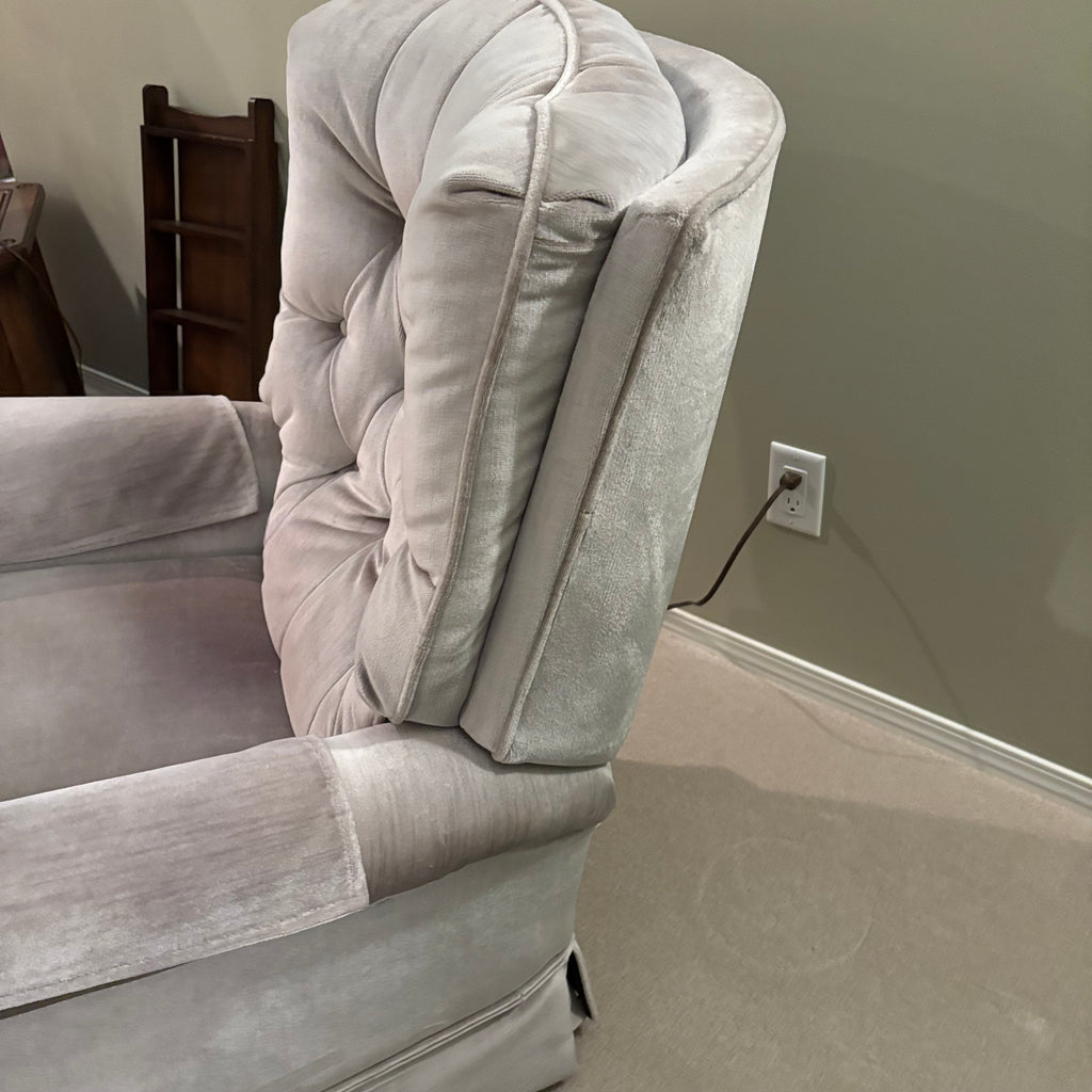 E845B Vintage light grey velvety fabrics rocker recliner