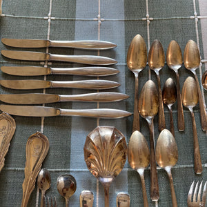 VINTAGE SILVER PLATED FLATWARE AND MORE GROUPING - P348