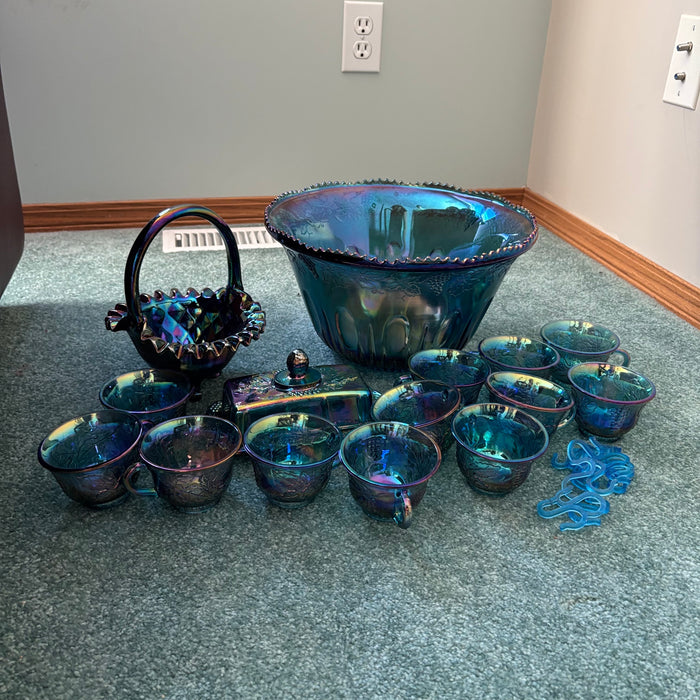 Vintage Carnival Glass Punch Bowl Grouping - C414