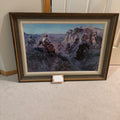 Y303 Vintage original oil on canvas with ornate frame (H. Reimer copy of CM Russel’s “Wild Horse Hunters”)