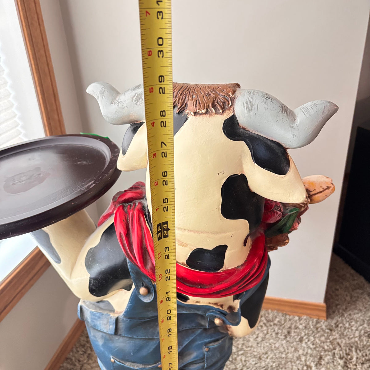 K301 29” tall Cow Lady Butler" resin table statue