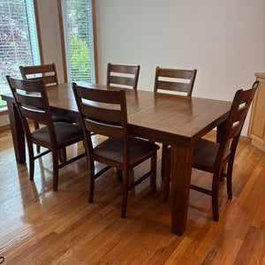 B400 Casual Contemporary Solid Wood dining table with 6 Chairs and 1 leaf (pictured with leaf)
