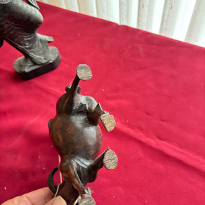 SET OF 2 VINTAGE ASIAN CARVED WOOD STATUES - P149