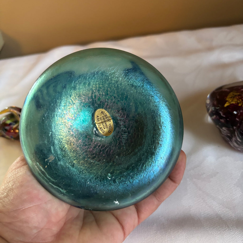 E111 Vintage signed Robert held art glass perfume bottle and more grouping