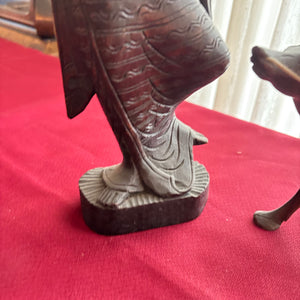 SET OF 2 VINTAGE ASIAN CARVED WOOD STATUES - P149