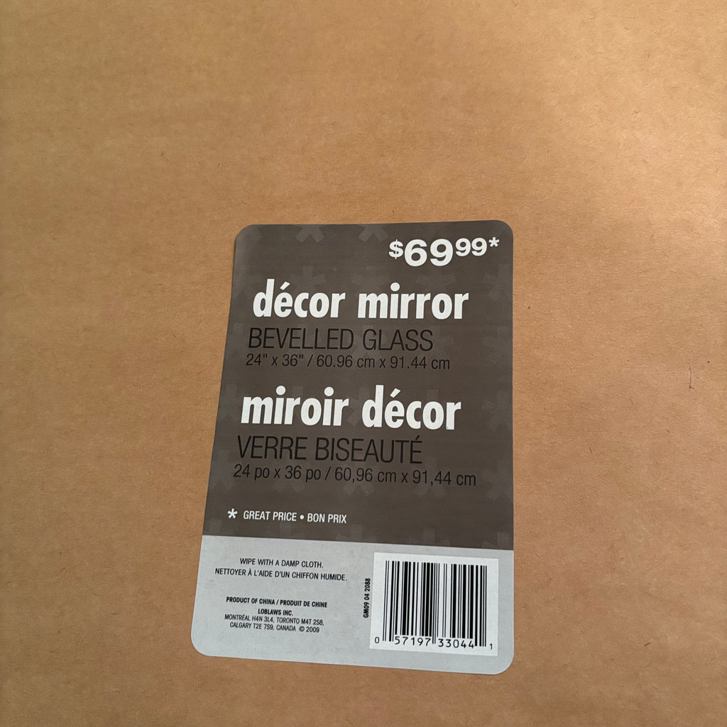 W825 24” x 36” Black framed heavy wall mirror