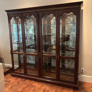 4 Piece Antique Cabinet with Glass Shelves and Smoked Mirrored Back - M313
