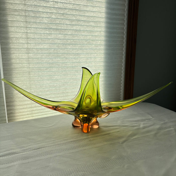 Unsigned Yellow/Green/Orange Vintage Art-glass Centrepiece -  C408