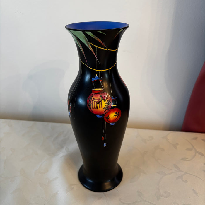 10" Tall Antique Crown Ducal Ware England Oriental Lanterns Carnival Vase circa 1920 - T116