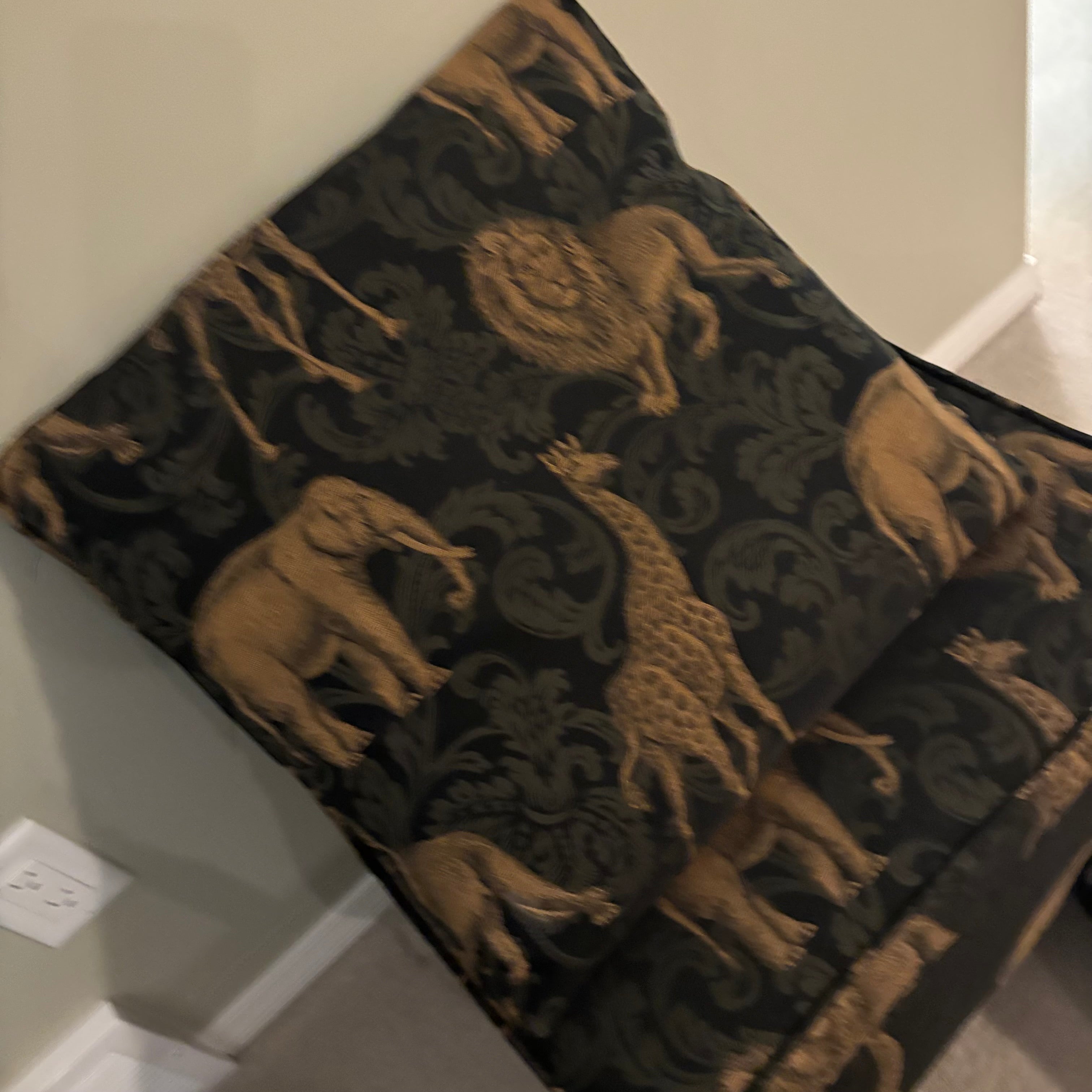 E856 Safari themed footstool and throw cushions