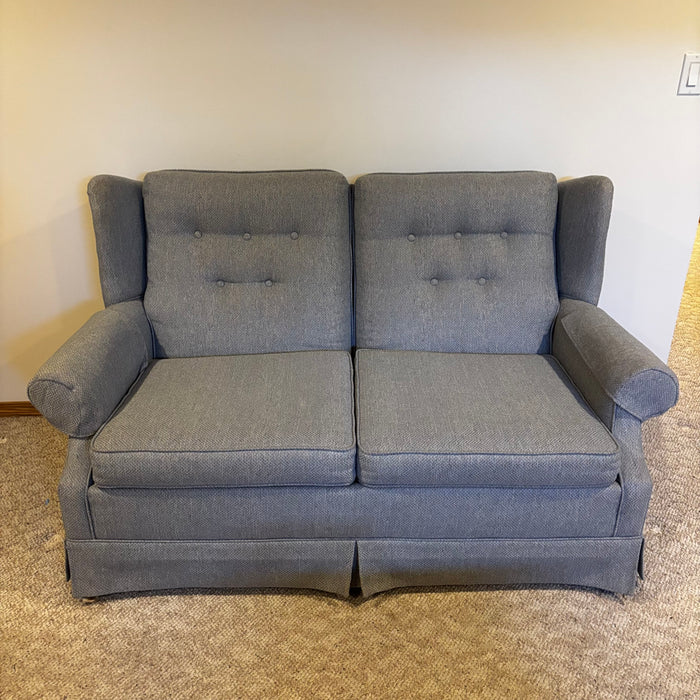 Vintage Loveseat with Blue/Grey Fabric - Z148