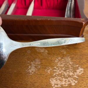 VINTAGE SILVER PLATED COMMUNITY FLATWARE WITH FLATWARE CASE AND MORE - P346