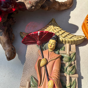Vintage Grouping (Asian Chalkware Wall Hanging and More) - R376