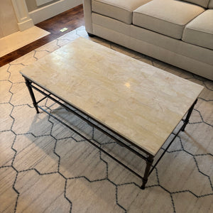 Modern Coffee Table with Wrought Iron Frame and Heavy Marble Top - M311