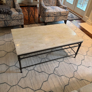 Modern Coffee Table with Wrought Iron Frame and Heavy Marble Top - M311