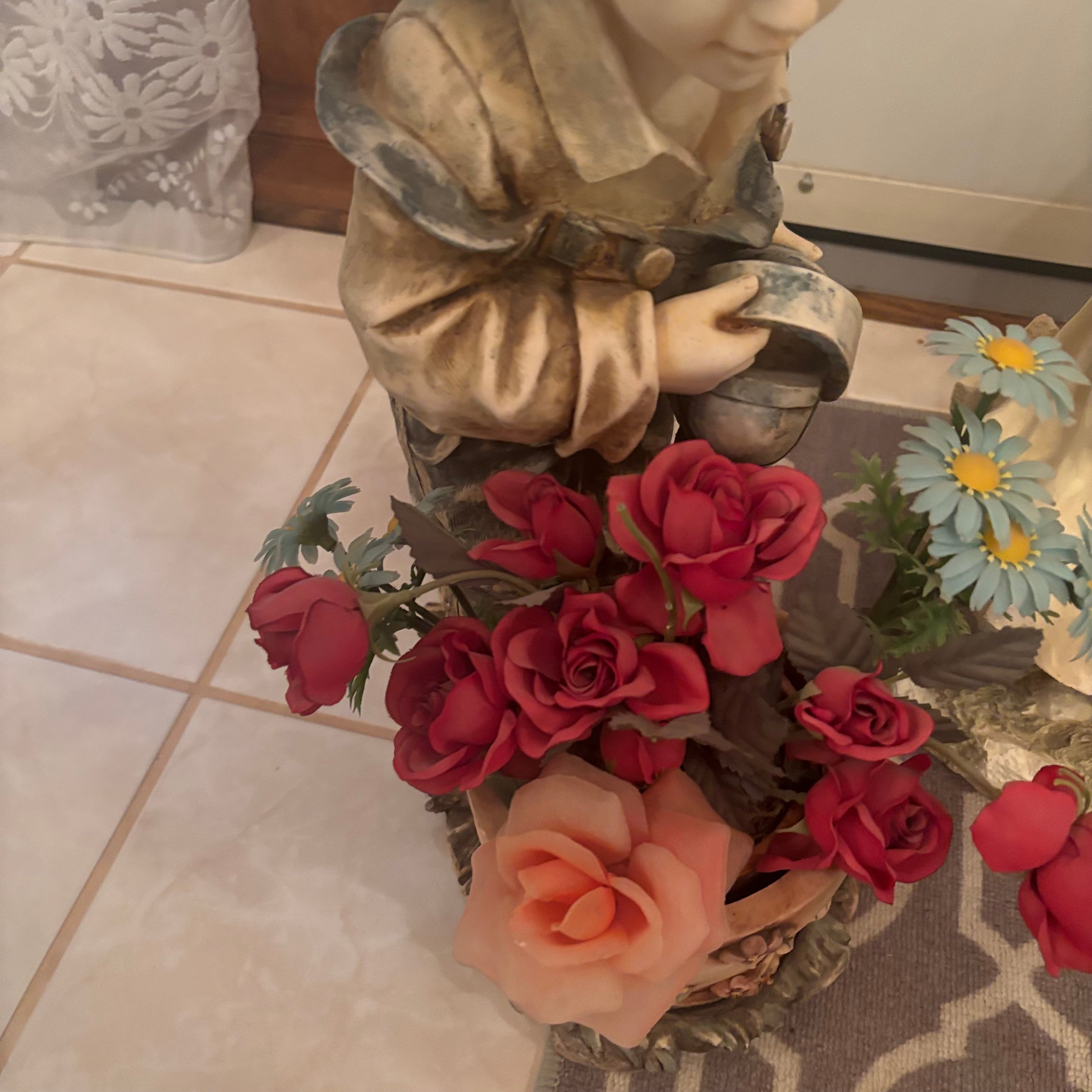 F198 3 22” tall stoneware garden figures