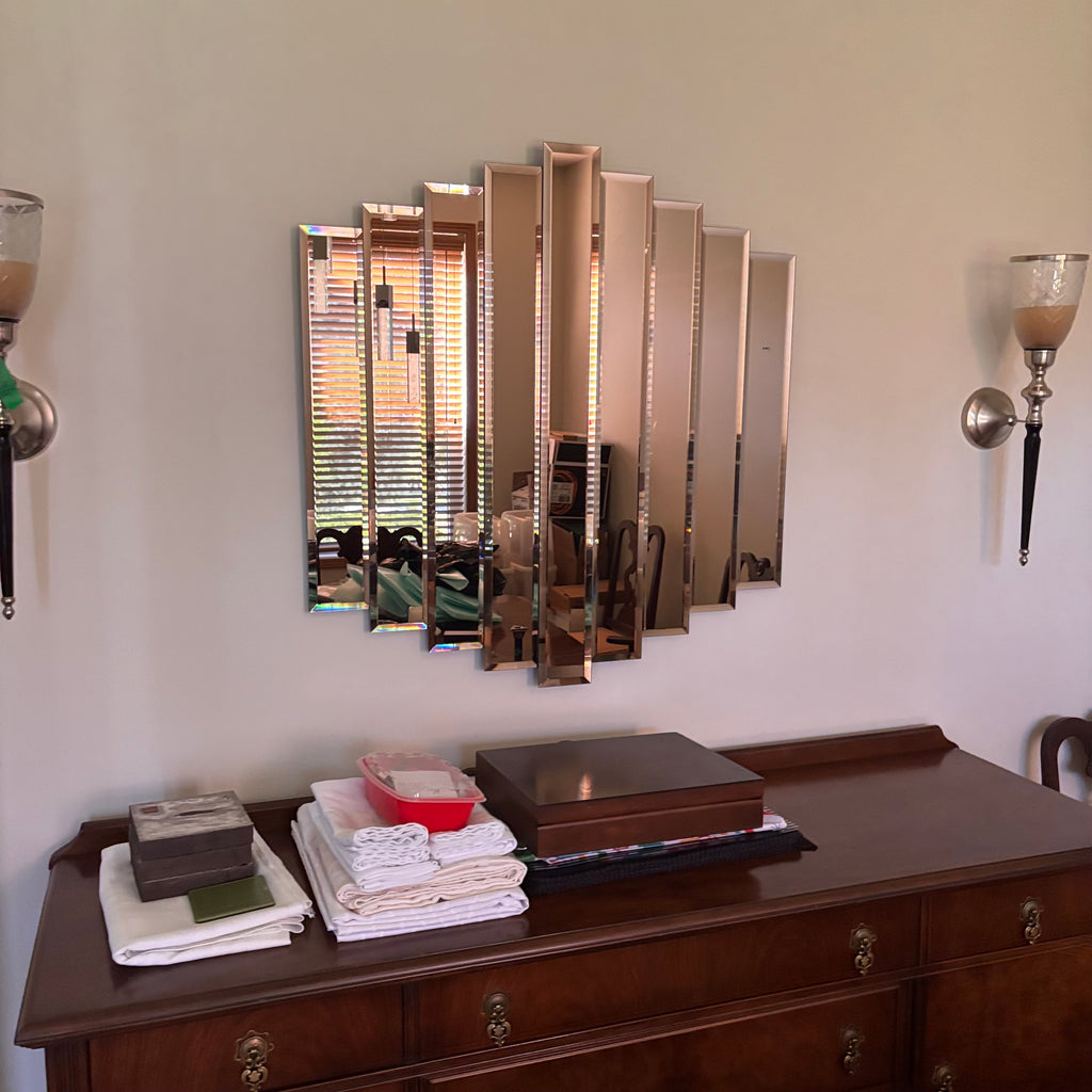 X200 Vintage art deco style decorative smoked glass mirror