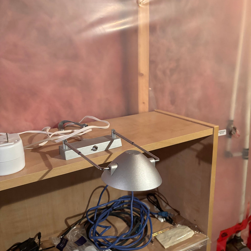 X228 2 Simple storage shelves with contents