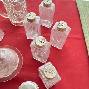 VINTAGE CLEAR GLASS BOTTLES AND MORE GROUPING - P153