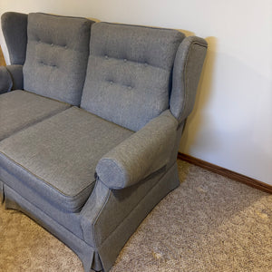 Vintage Loveseat with Blue/Grey Fabric - Z148