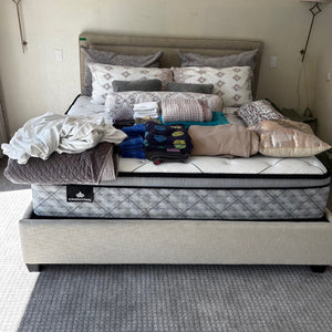Linens grouping (king size bedding and more) - J438 ****items displayed on top of bed only