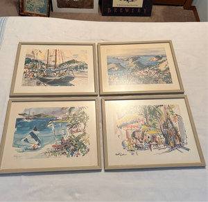 Set of 4 Vintage 20.5” x 16.5” Framed Cecile Johnson Prints - M321