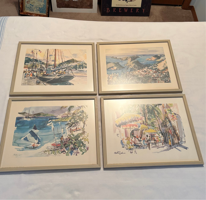 Set of 4 Vintage 20.5” x 16.5” Framed Cecile Johnson Prints - M321