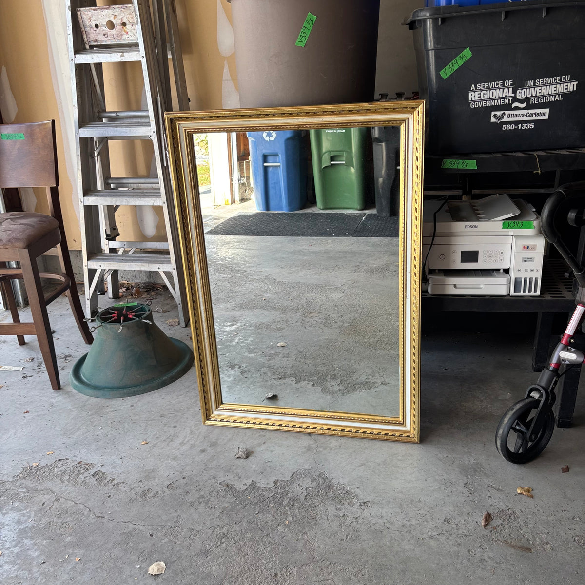 Y155 41” x 28” Wood Painted Gold framed wall mirror