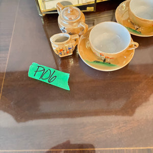 MINI TEA SET WITH 12" TALL DOMED GLASS DISPLAY CABINET - P106