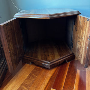 Vintage Solid Wood Octagon Cabinet Style Side Table - P102