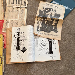 VINTAGE FASHION DESIGN GROUPING (YAEGERS FURS SCRAPBOOKS AND MORE) - P322