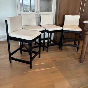 Set of 4 West Elm Halsey Counter Stools in Sand Twill with Black Legs (Retail Value $674/stool) - L364